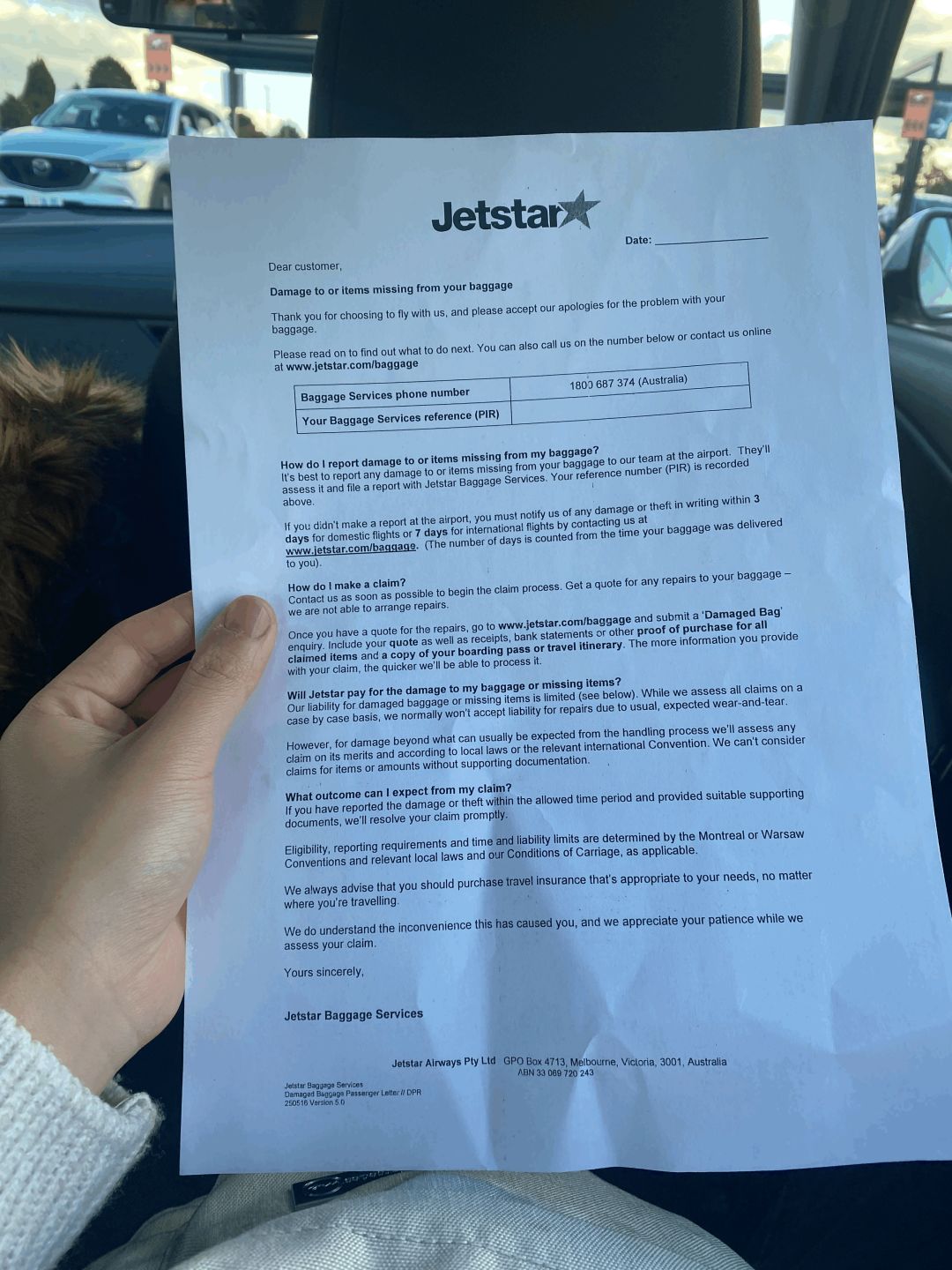 澳洲捷星航空行李箱索赔记Jetstar Claims